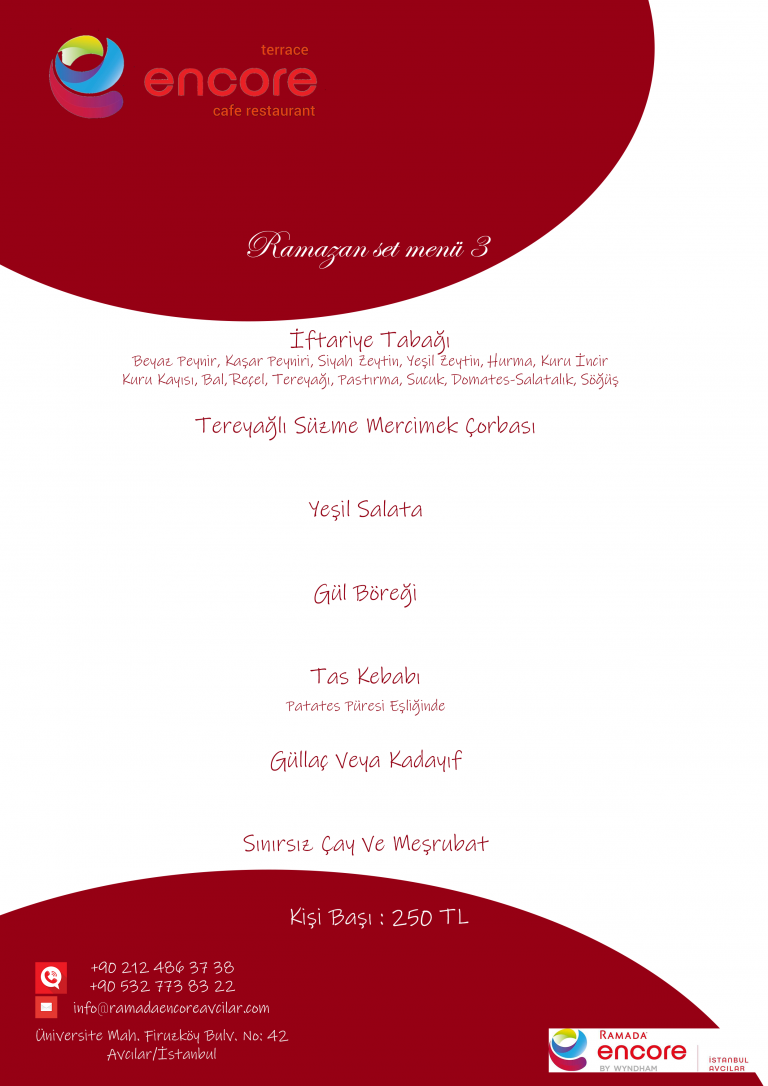 Ramada Encore Avcılar Restaurant Menü 3